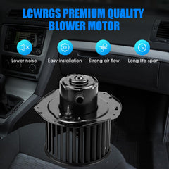 LCWRGS blower motor packaging showing ready-to-install replacement with protective wrap