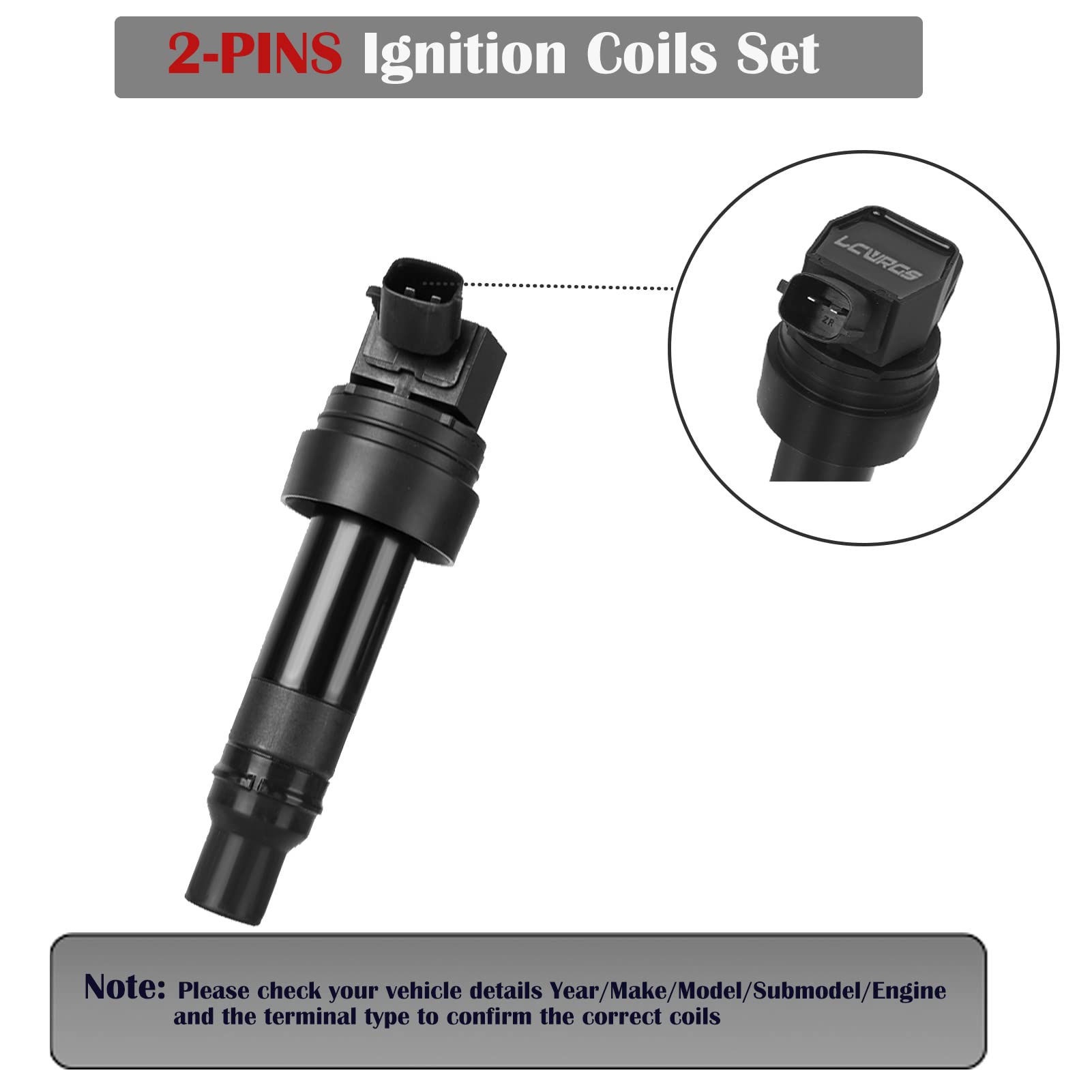 LCWRGS ignition coil pack 4 labels close view confirms OEM-like fit