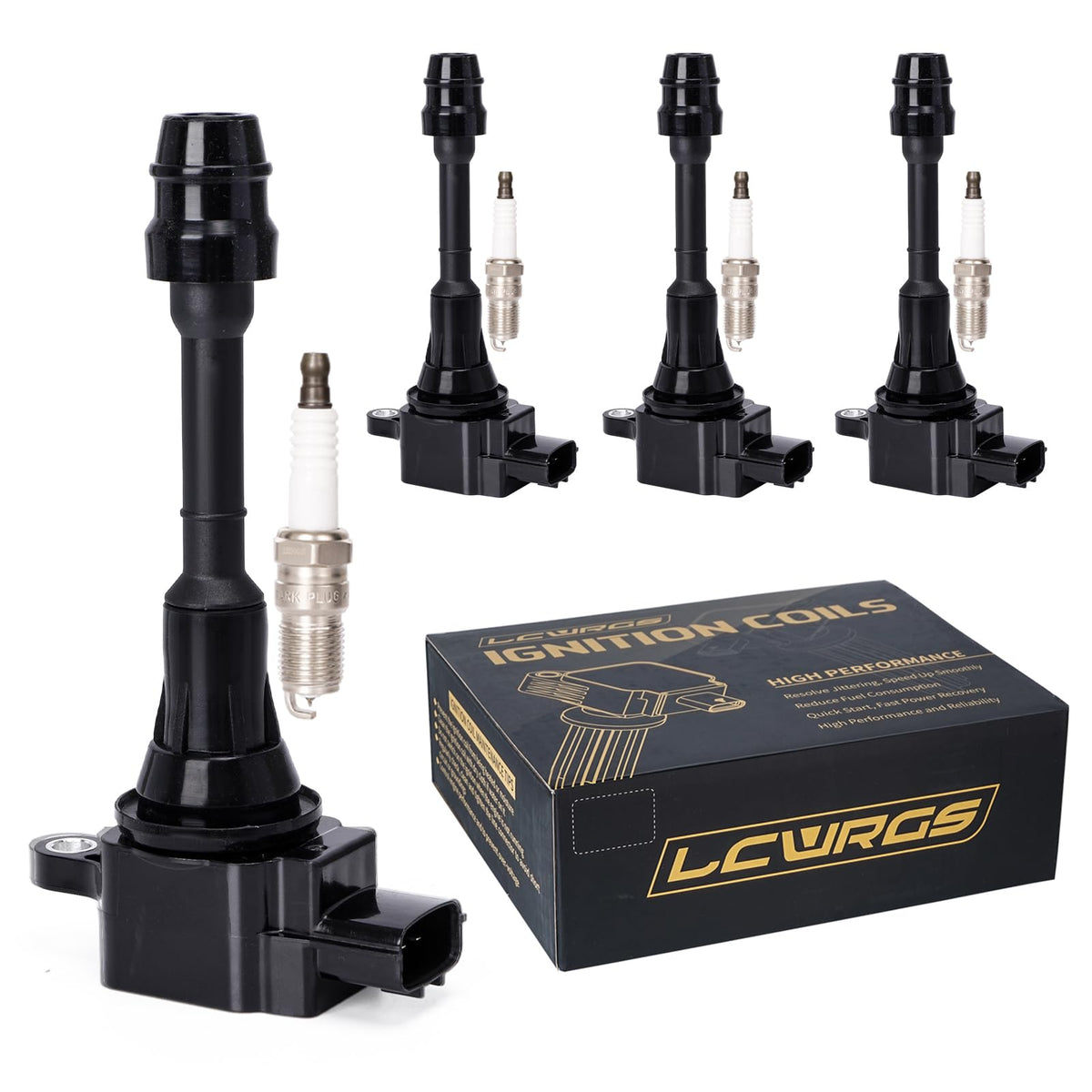 LCWRGS ignition coil pack four‑pack for 2.5L Altima/Sentra improves ignition reliability.