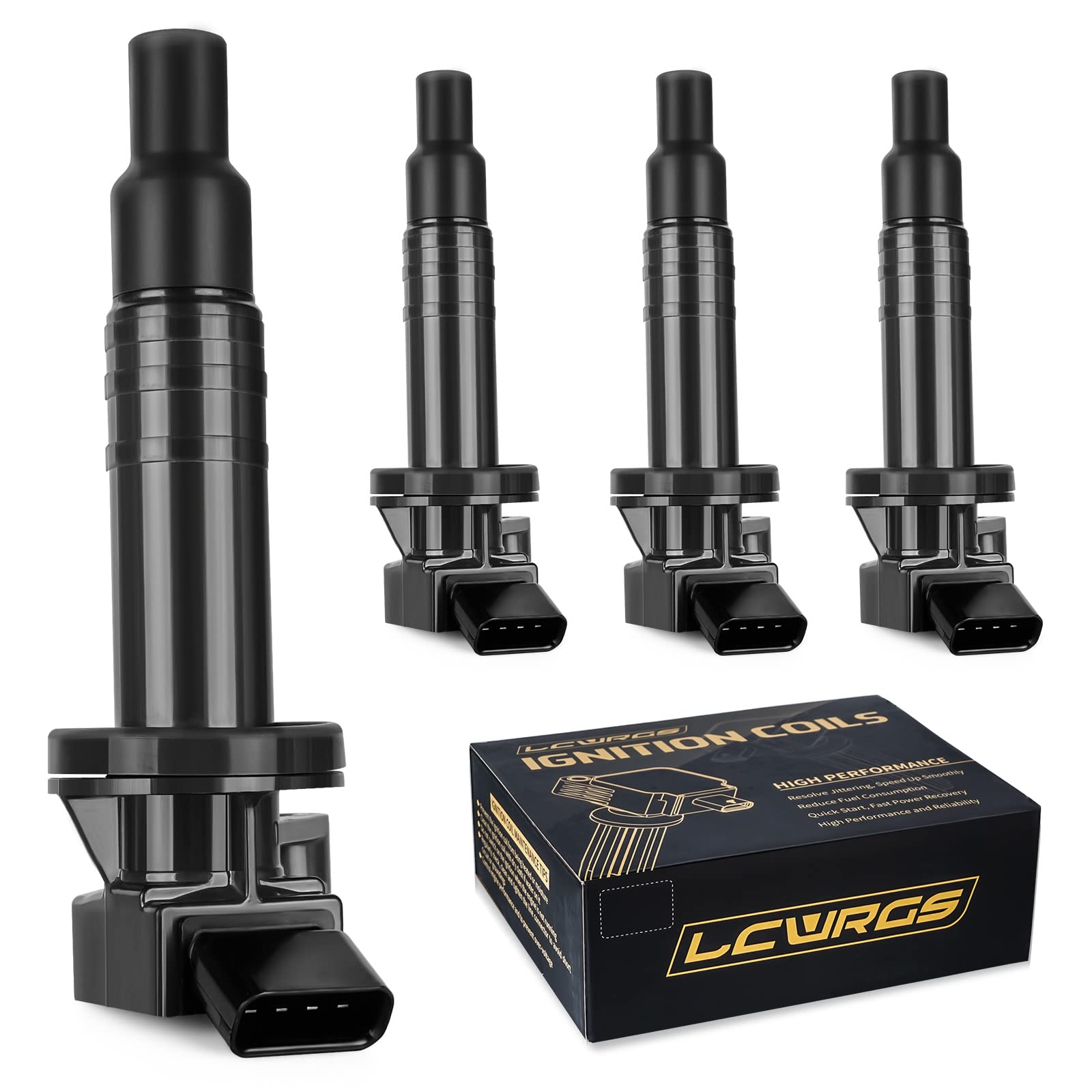 LCWRGS ignition coil pack four-pack on engine bay for reliable starts.