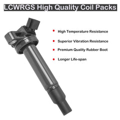 LCWRGS 8pcs coils side view highlighting durable connectors for Toyota and Lexus