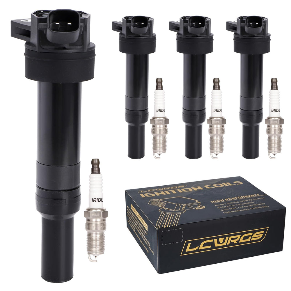 LCWRGS ignition coil pack 4-pack front view highlighting durable connectors for reliable ignition.