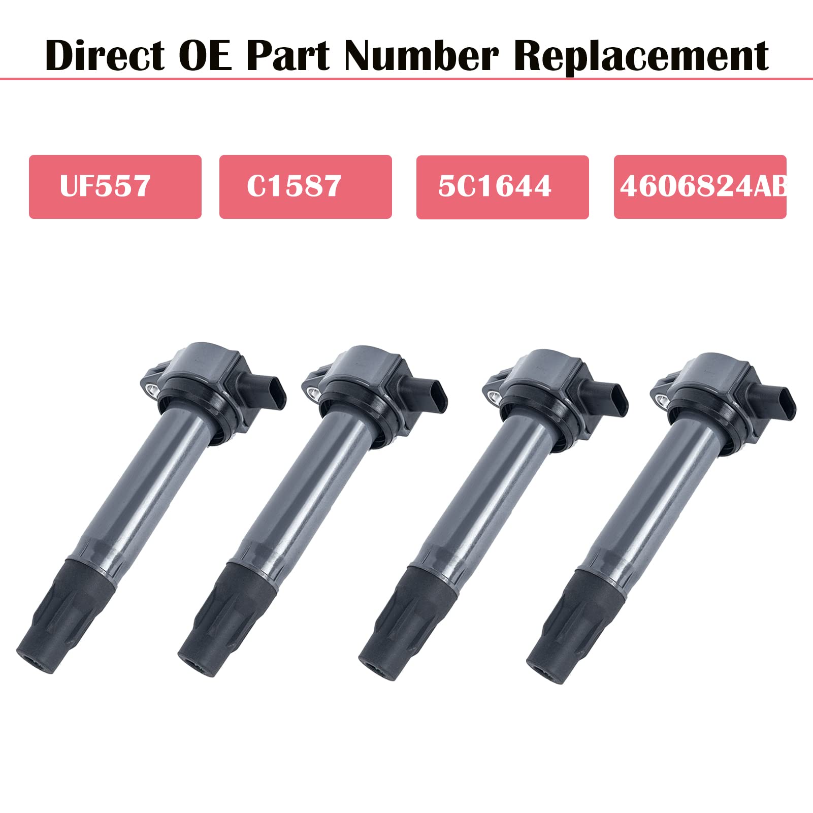 LCWRGS ignition coils four-pack, top view, OEM-style fit and easy installation.