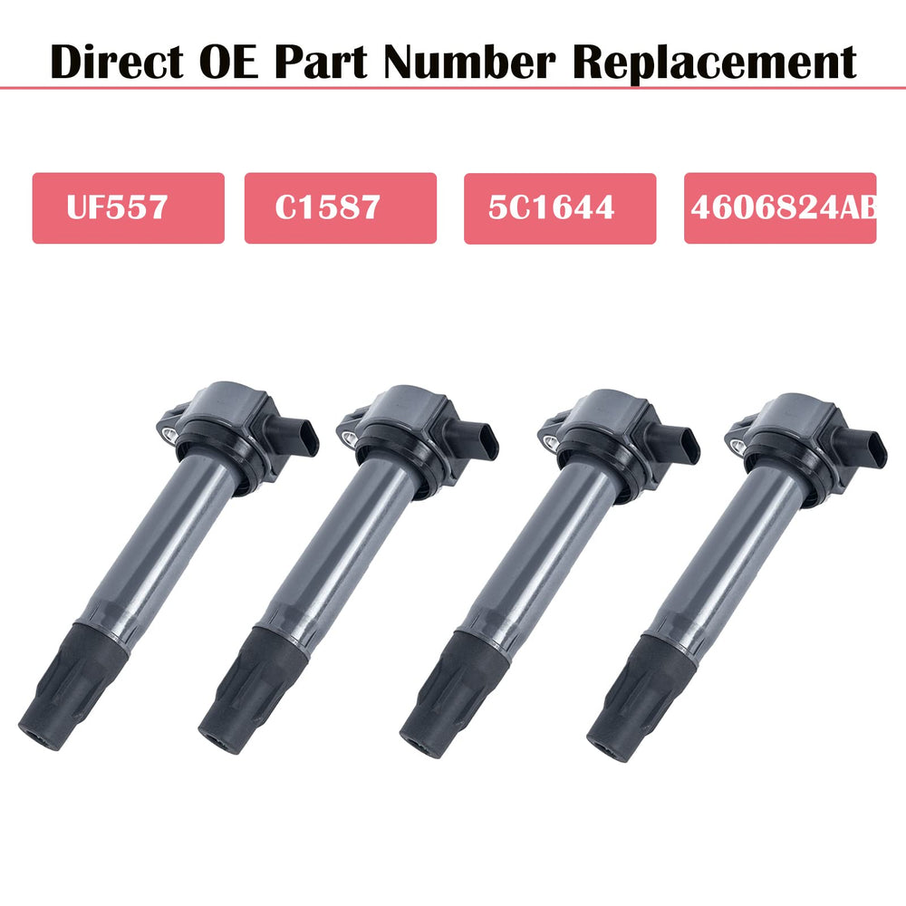 LCWRGS ignition coils four-pack, top view, OEM-style fit and easy installation.