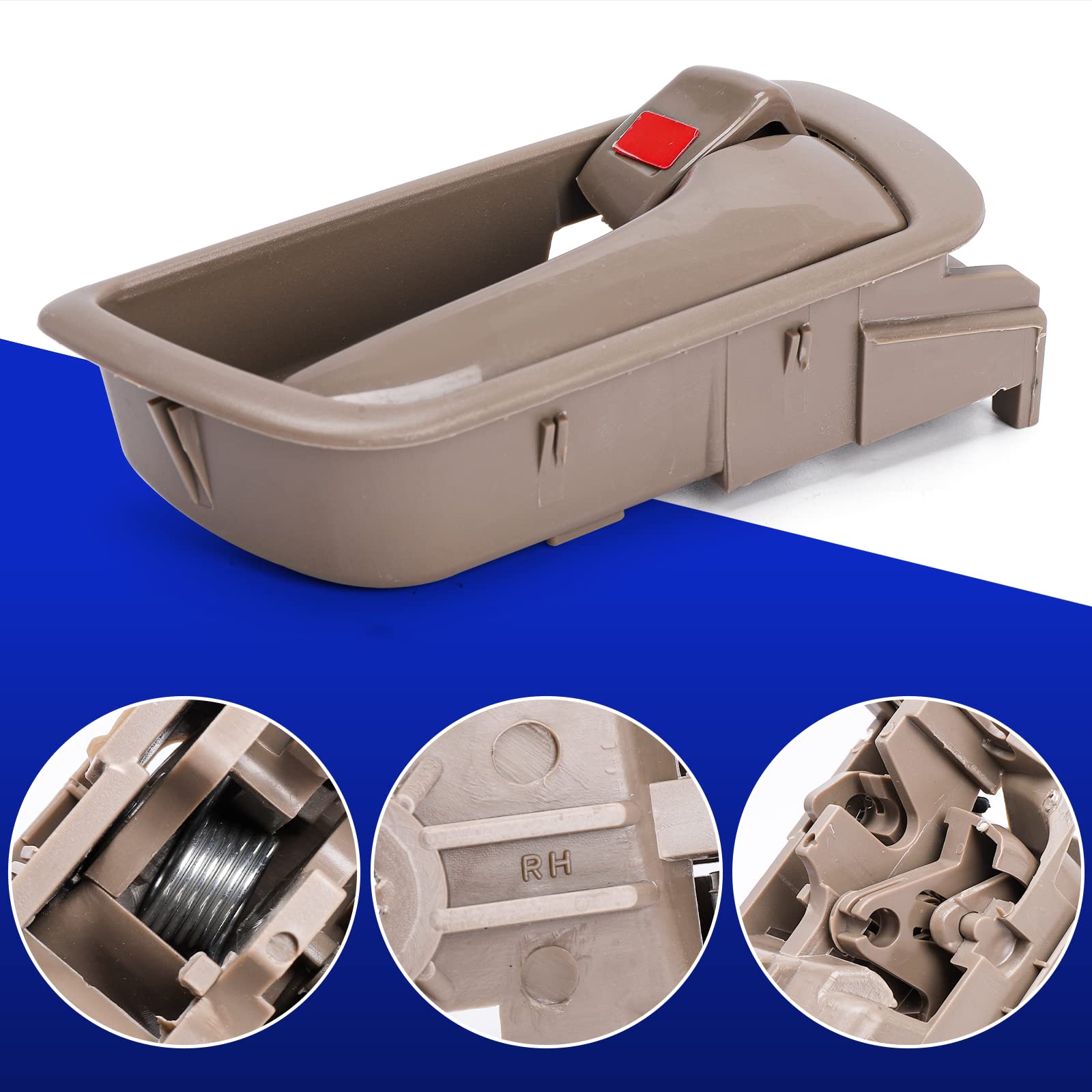 Close-up of LCWRGS beige finish interior door handle for Camry, OEM-like paint.