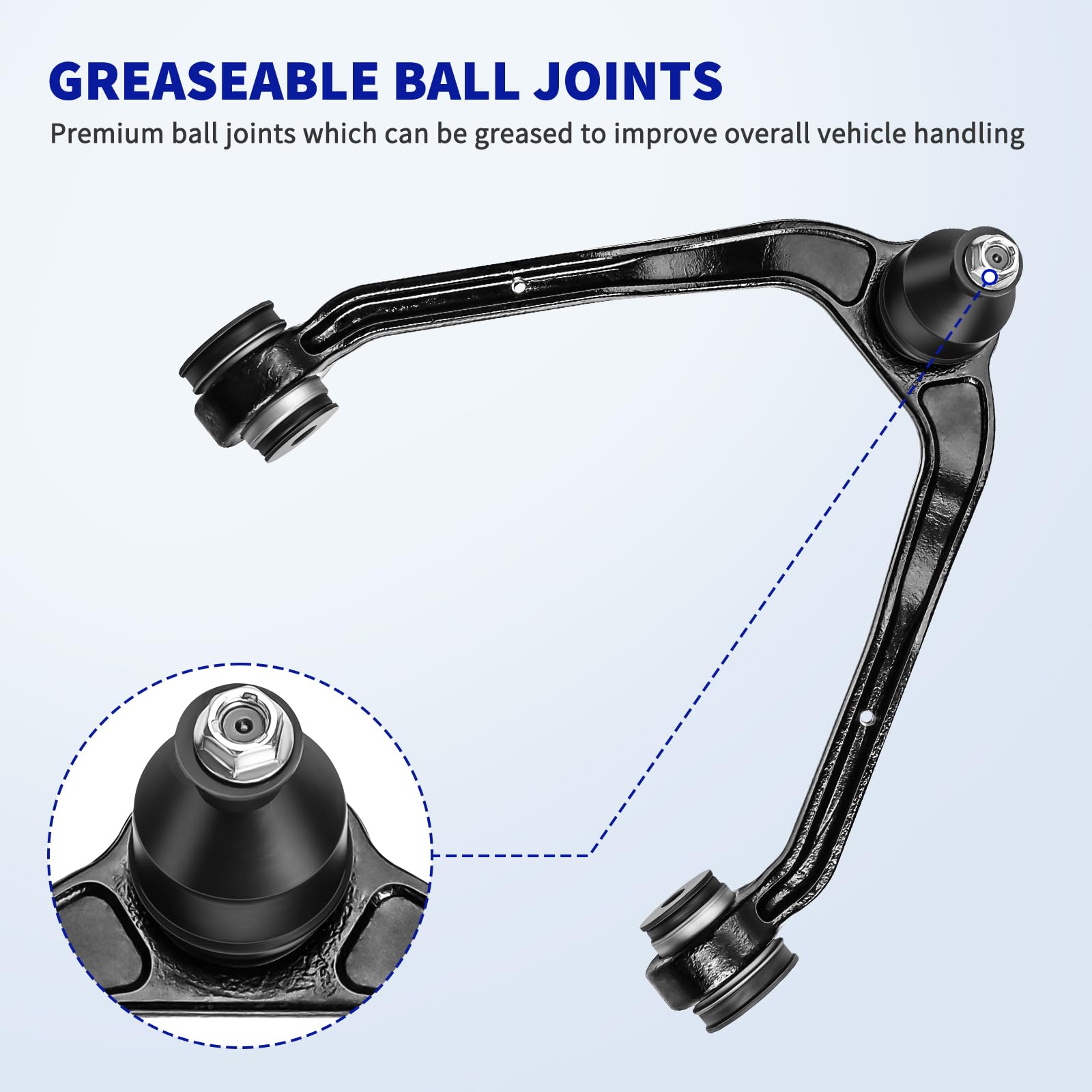 LCWRGS lower control arm with ball joint supports smooth wheel movement