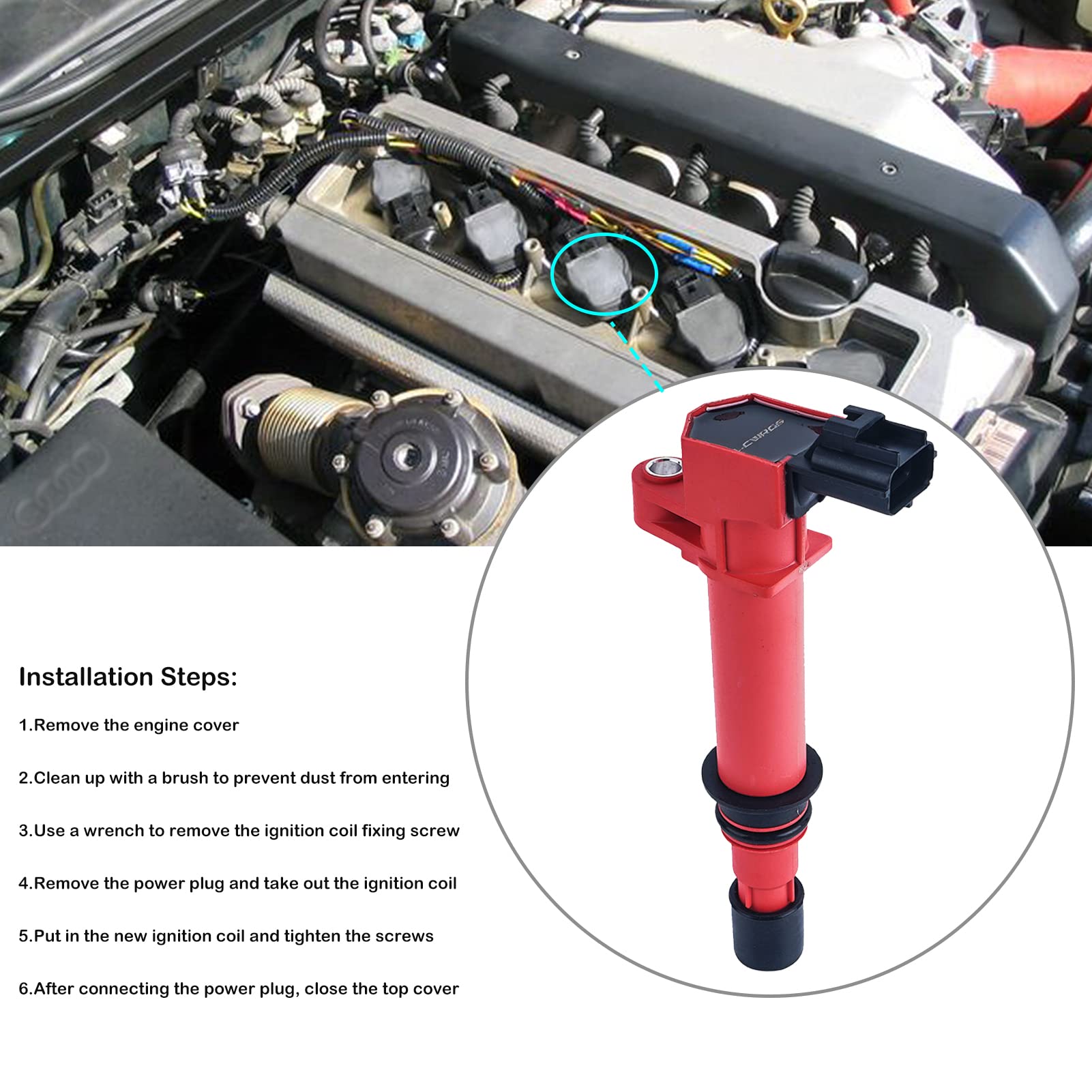 LCWRGS UF270 replacement coils pack fits 3.7L V6 engines, easy installation.
