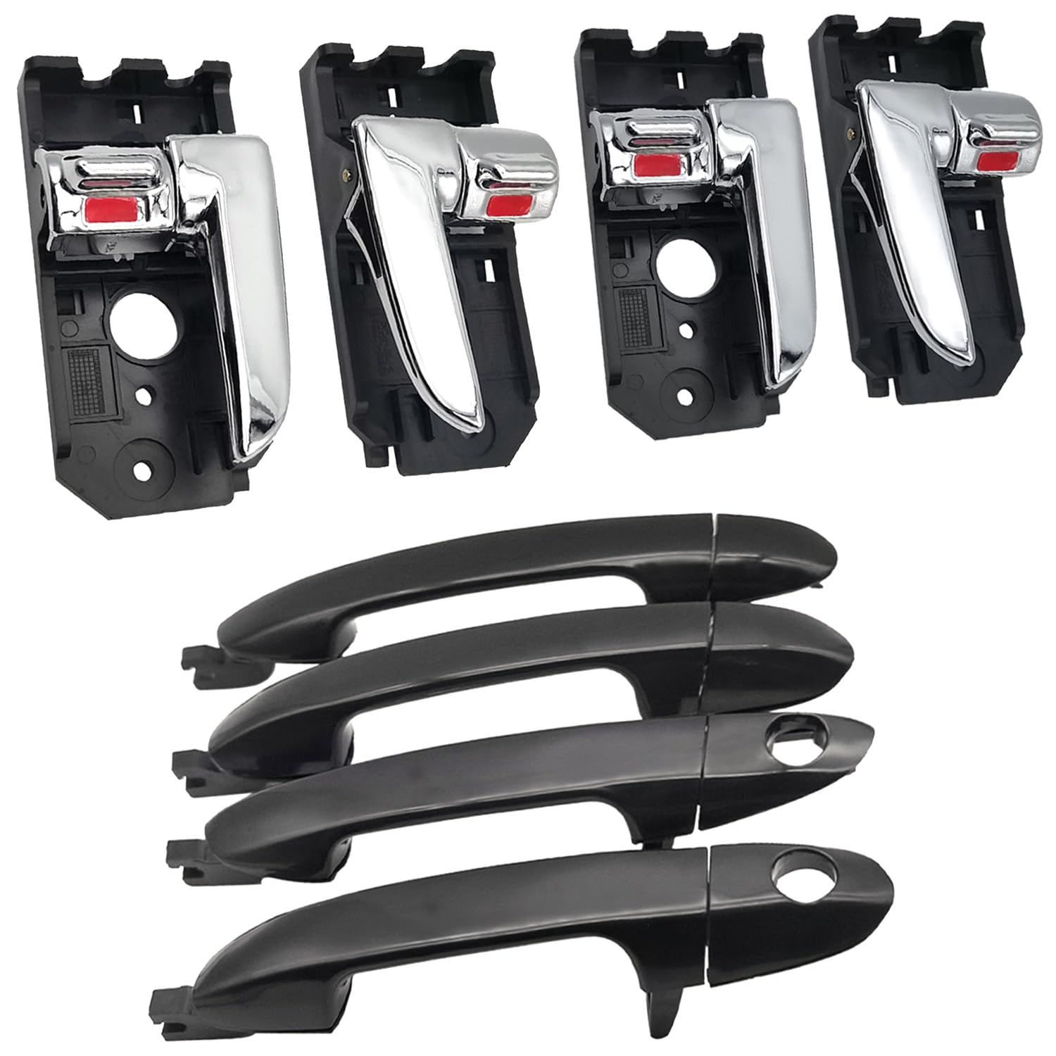 Lcyolada 8-piece exterior and interior door handles for Kia Spectra, complete replacement kit.