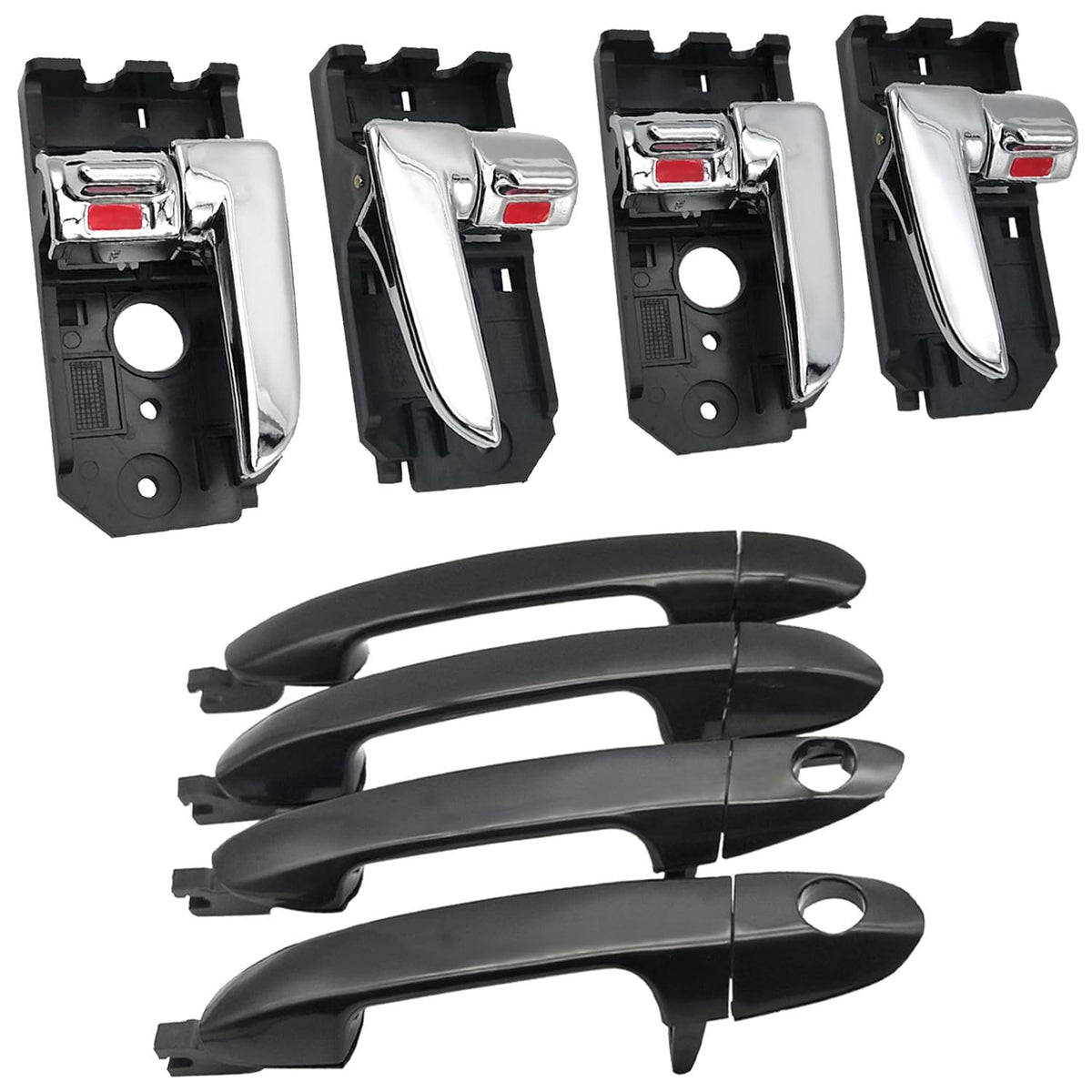 Lcyolada 8-piece exterior and interior door handles for Kia Spectra, complete replacement kit.