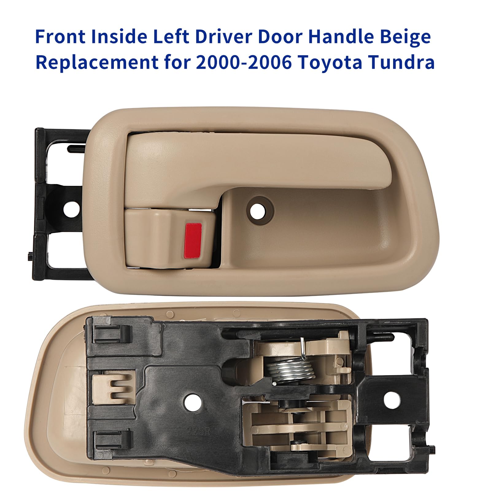 Lcyolada beige door handle bezel close-up shows quality trim and finish.