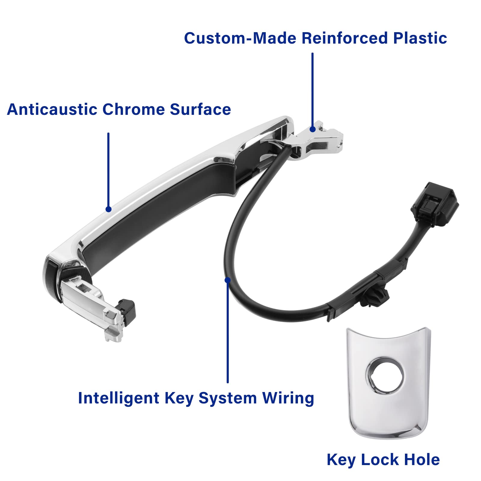 Lcyolada chrome door handle with wiring for smart entry system, easy upgrading.