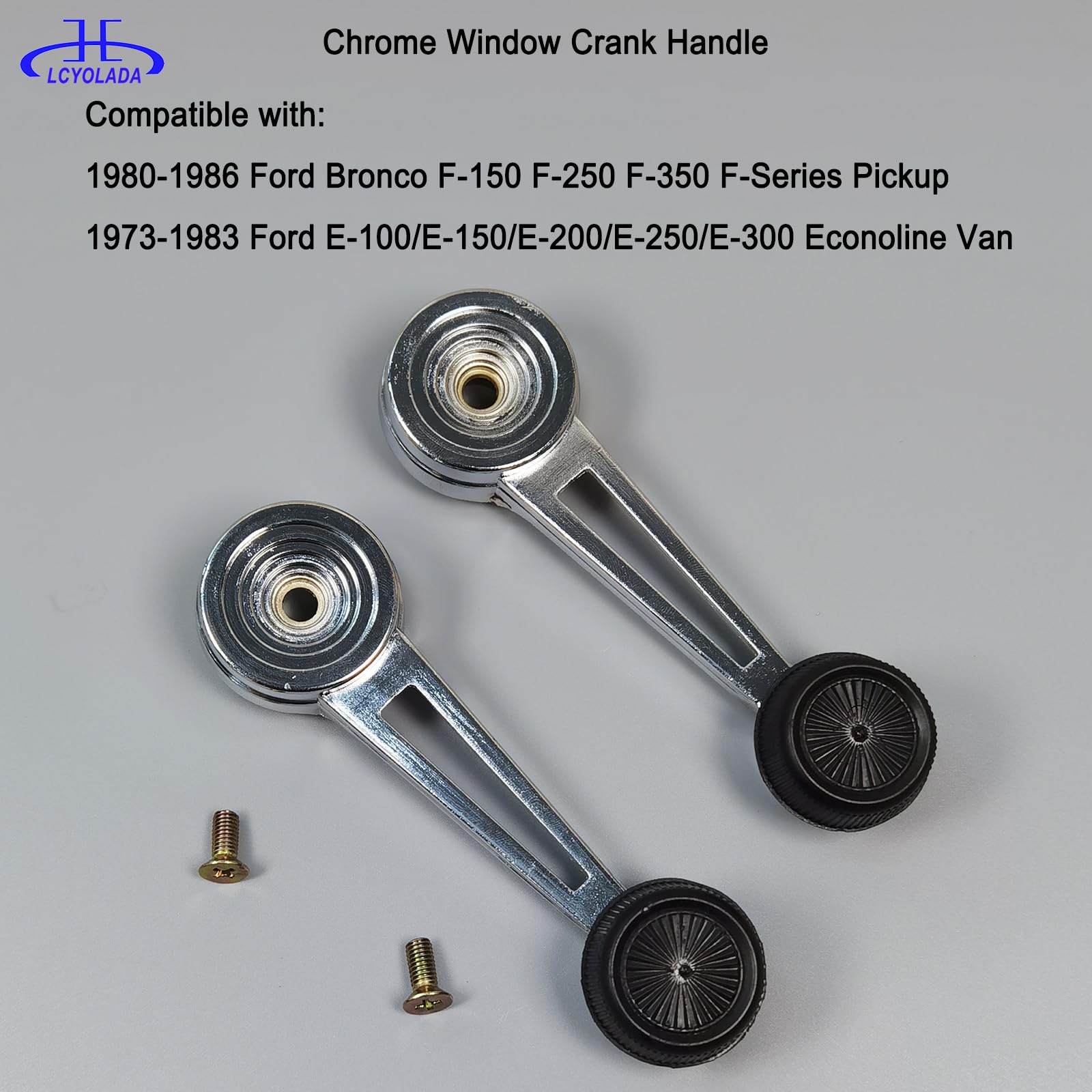 Lcyolada chrome window crank close-up, highlighting durable metal construction for long-lasting use.