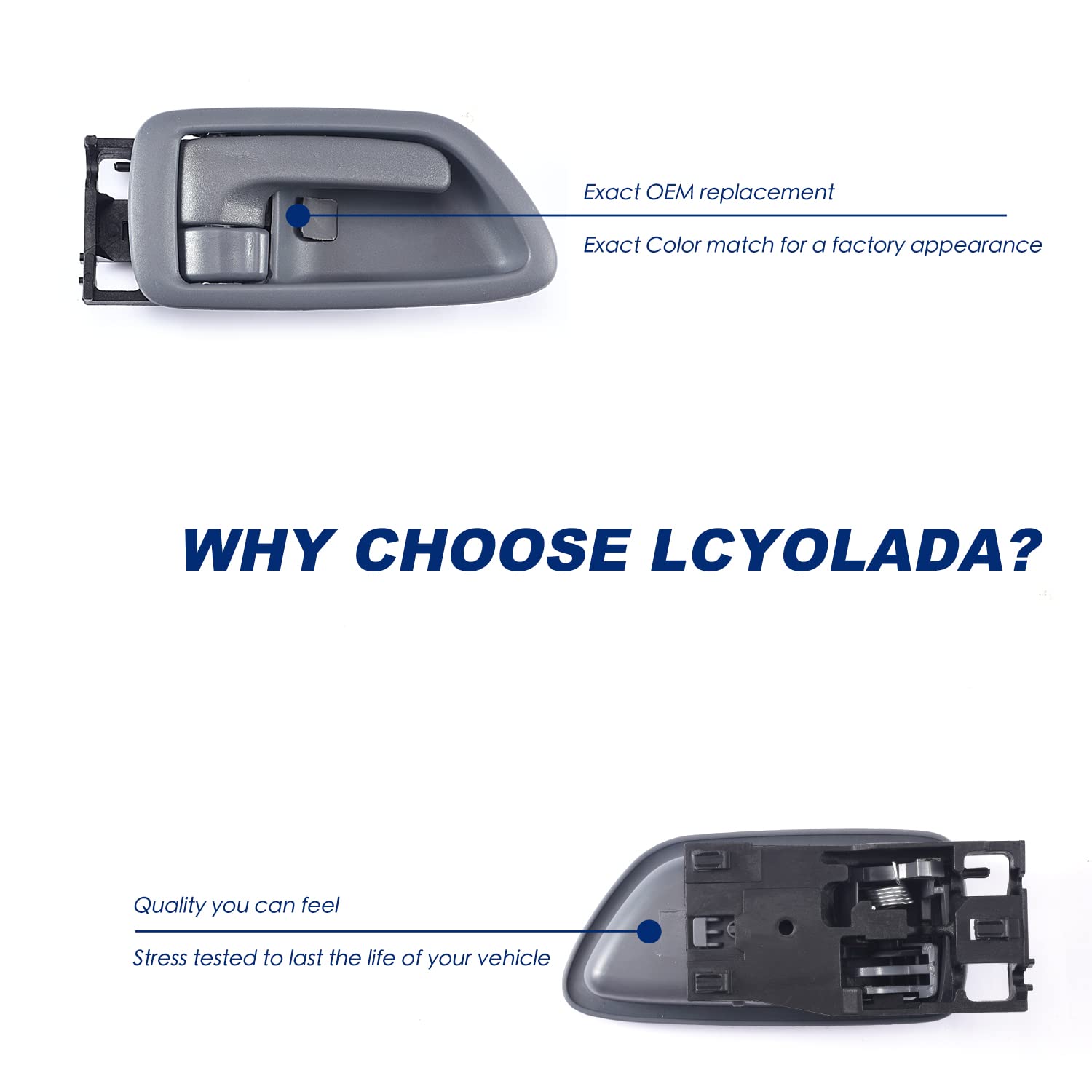 Side-view of gray interior door handle for crew cab install by Lcyolada