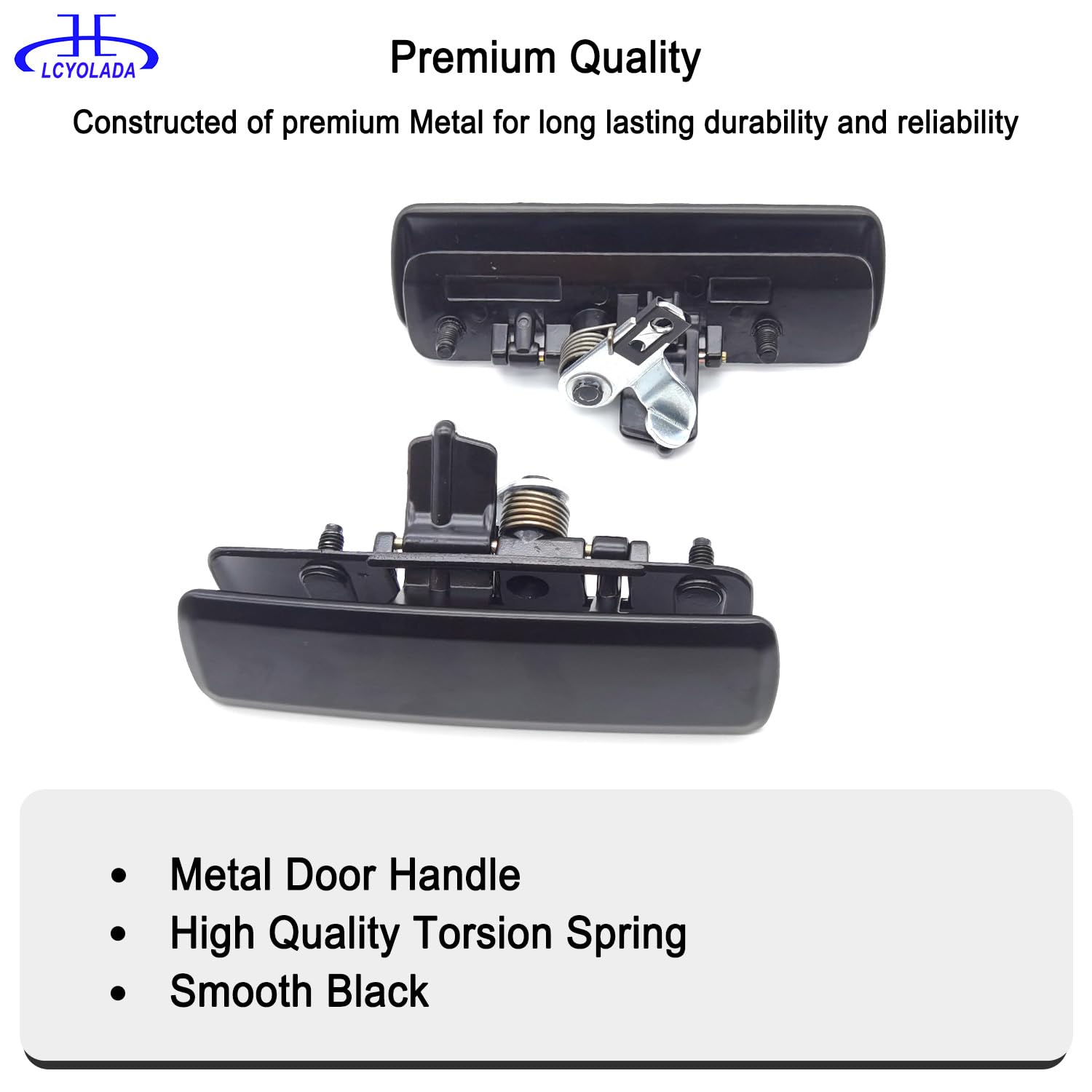 Lcyolada metal exterior door handle closeup, showing durable finish and precise fit.