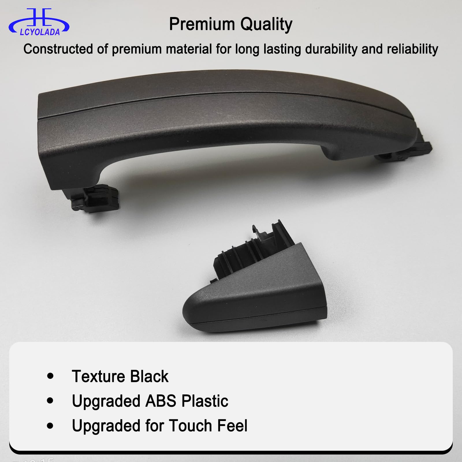 Textured black finish on Lcyolada door handle blends with Transit exterior.