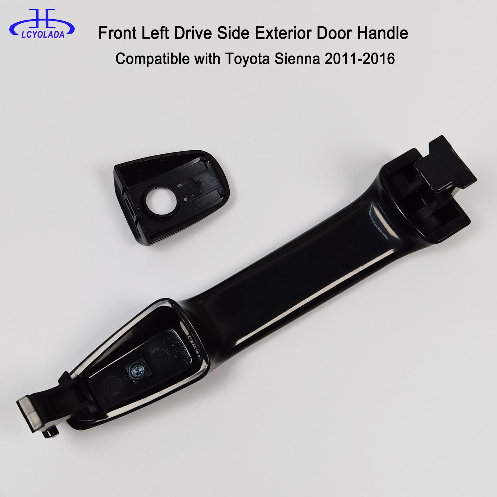 Lcyolada front-left door handle for Sienna, black finish, seamless fit