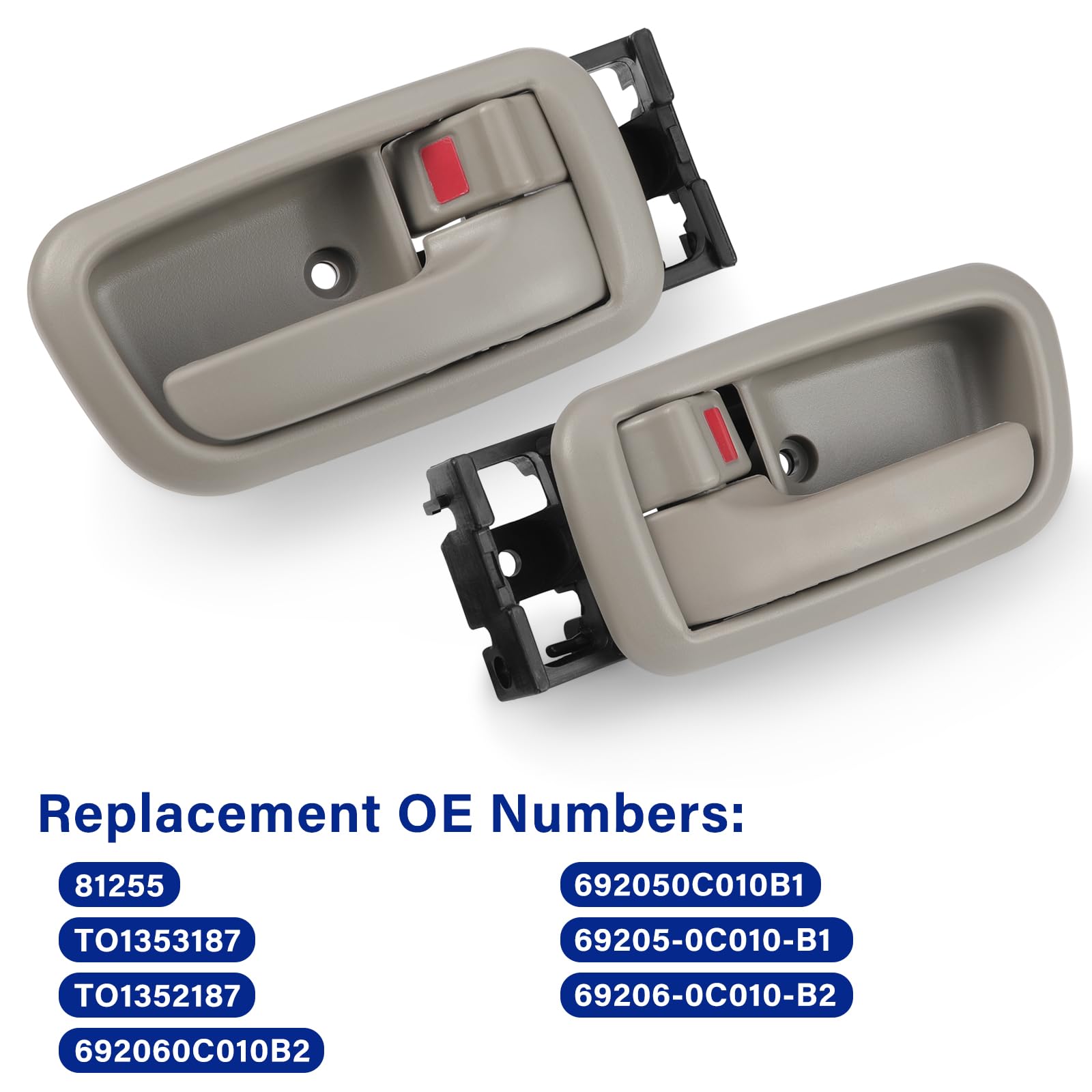 Lcyolada package showing two gray interior door handles with trim