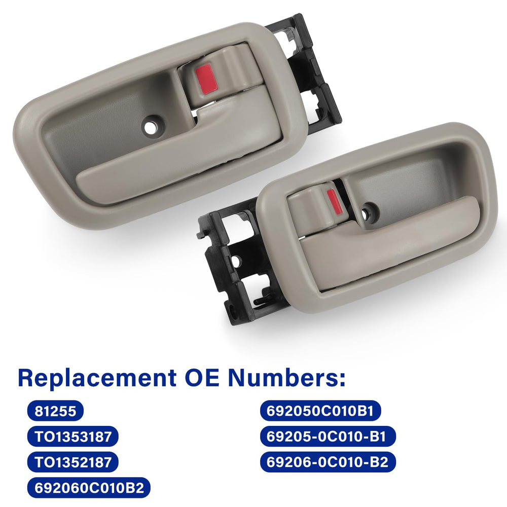 Lcyolada package showing two gray interior door handles with trim
