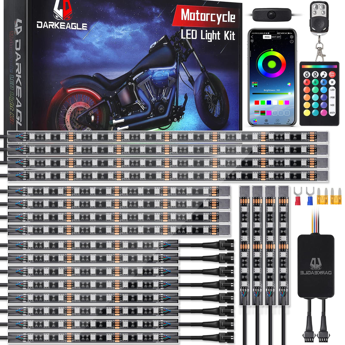LD DARKEAGLE 20pcs RGB underglow kit illuminating night rides with vivid colors