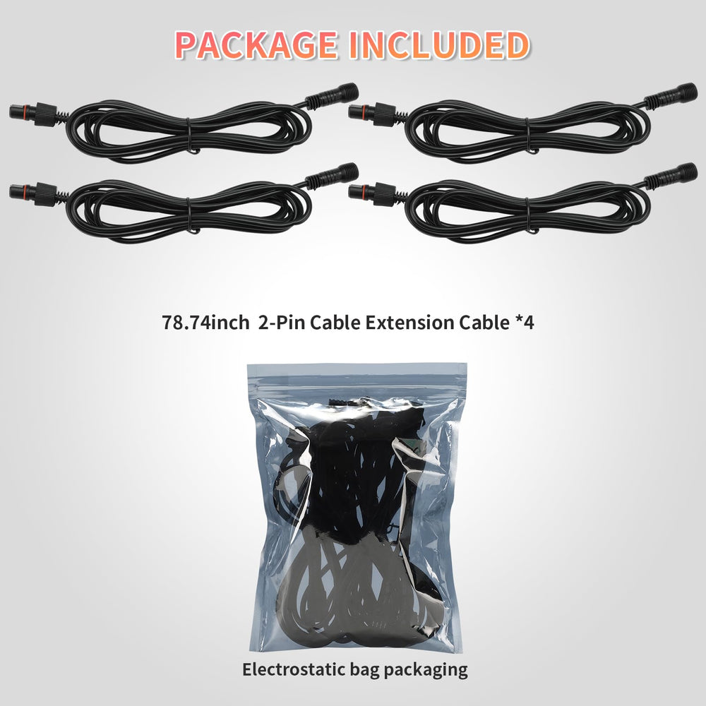 LD DARKEAGLE 2-pin extension cable for 4/8/12 pod rock lights on rugged vehicles.