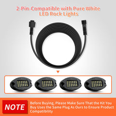 Long nylon wire enables versatile placement for underglow on trucks and SUVs.