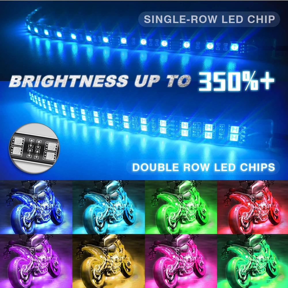 LD DARKEAGLE RGB LED strips deliver vivid color and visibility at bike shows.