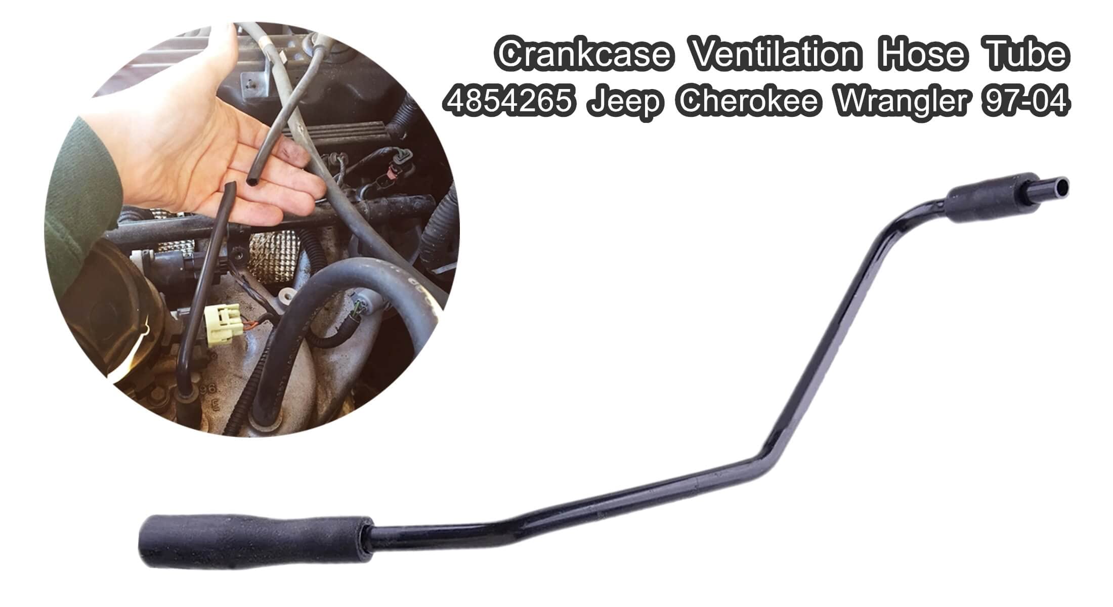 Vent tube routed under the hood demonstrating neat path