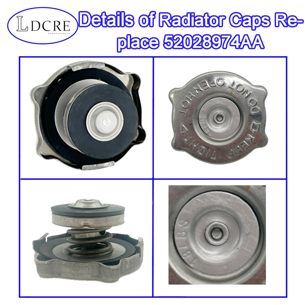 LDCRE radiator cap OEM replacement 52028974aa — threaded neck and seal detail.