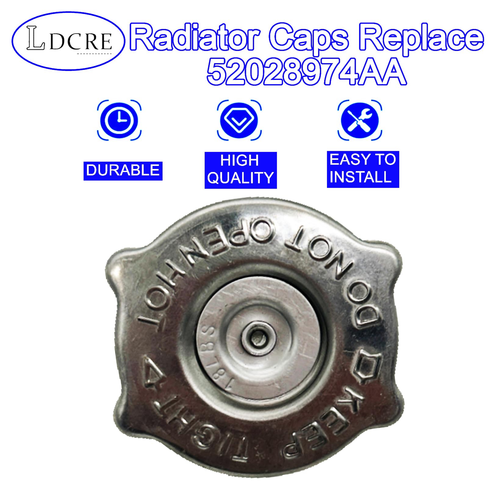 LDCRE radiator cap — packaged replacement ready for quick swap.