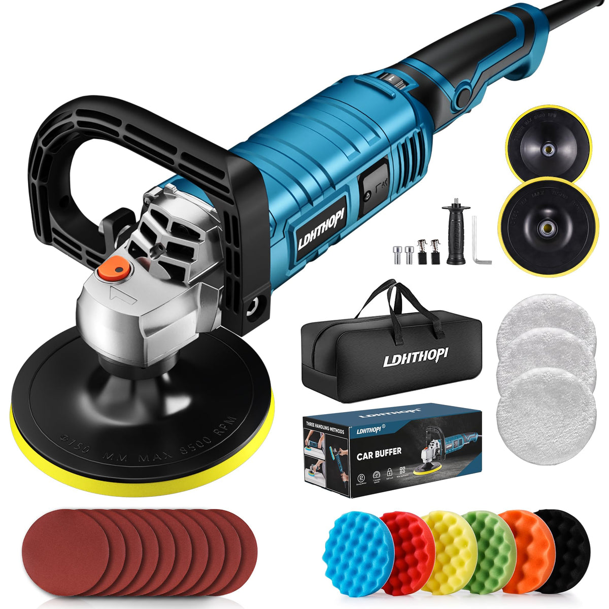 LDHTHOPI buffer polisher with 1600W motor for efficient detailing.