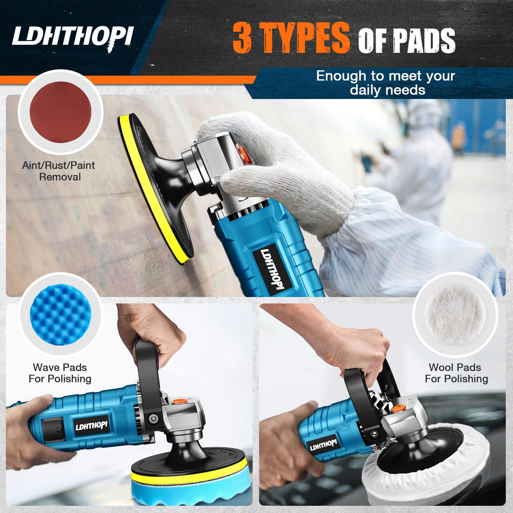 LDHTHOPI buffer polisher D-handle grip option provides steady control on surfaces.