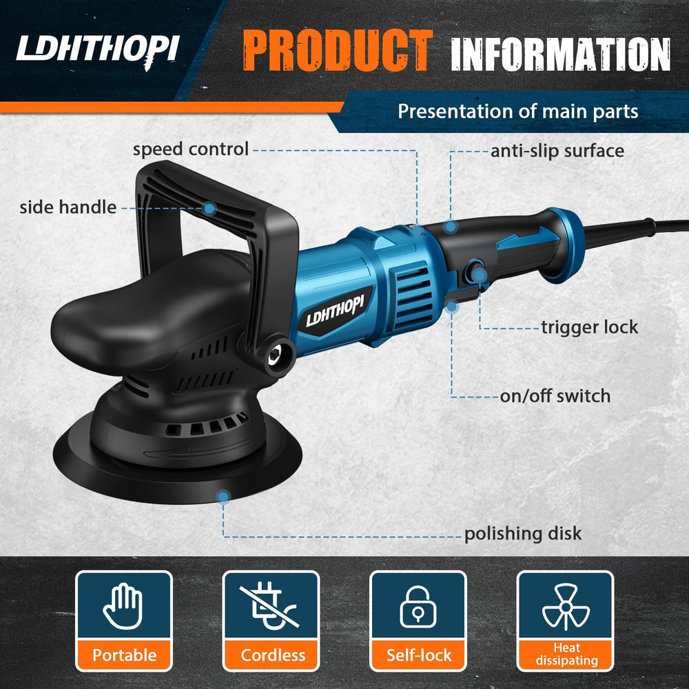 LDHTHOPI polisher includes 8 detachable pads for versatile tasks