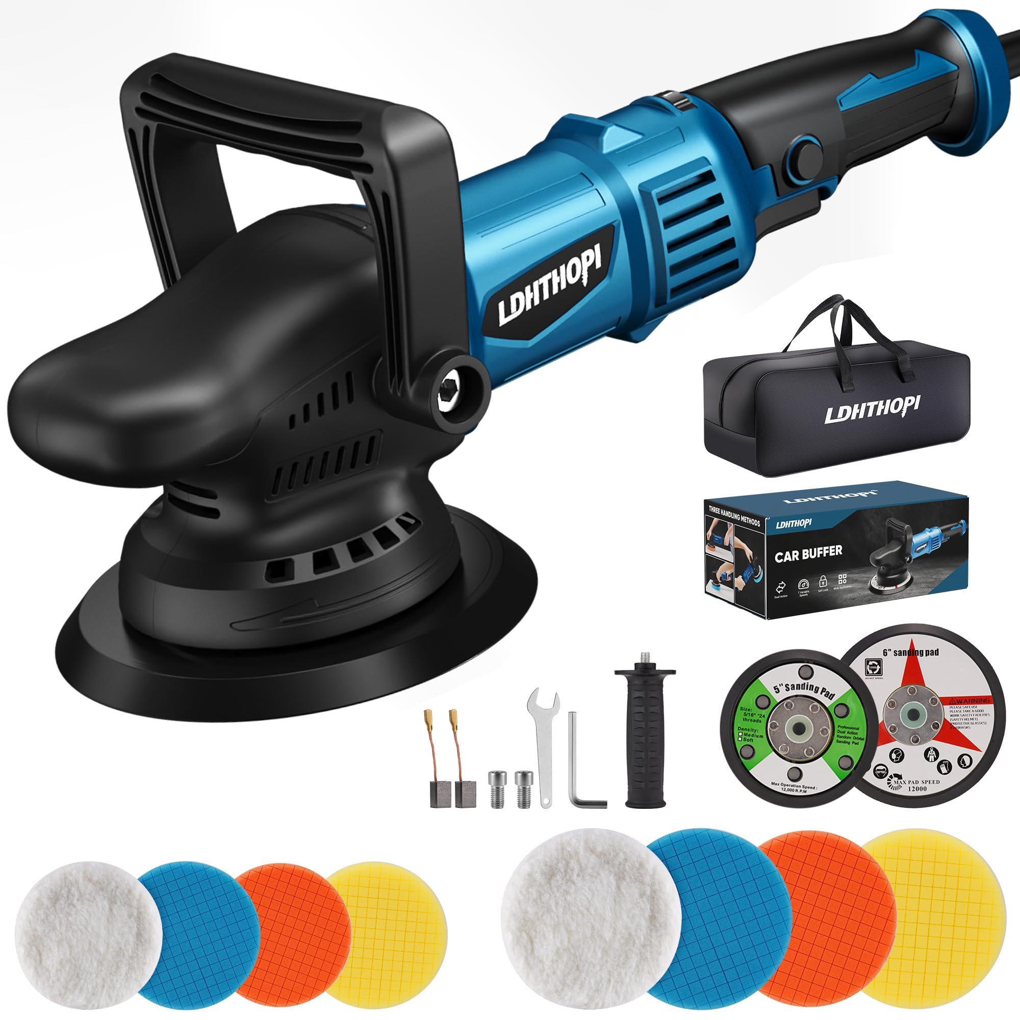 LDHTHOPI dual action polisher front view showing overall design for car detailing