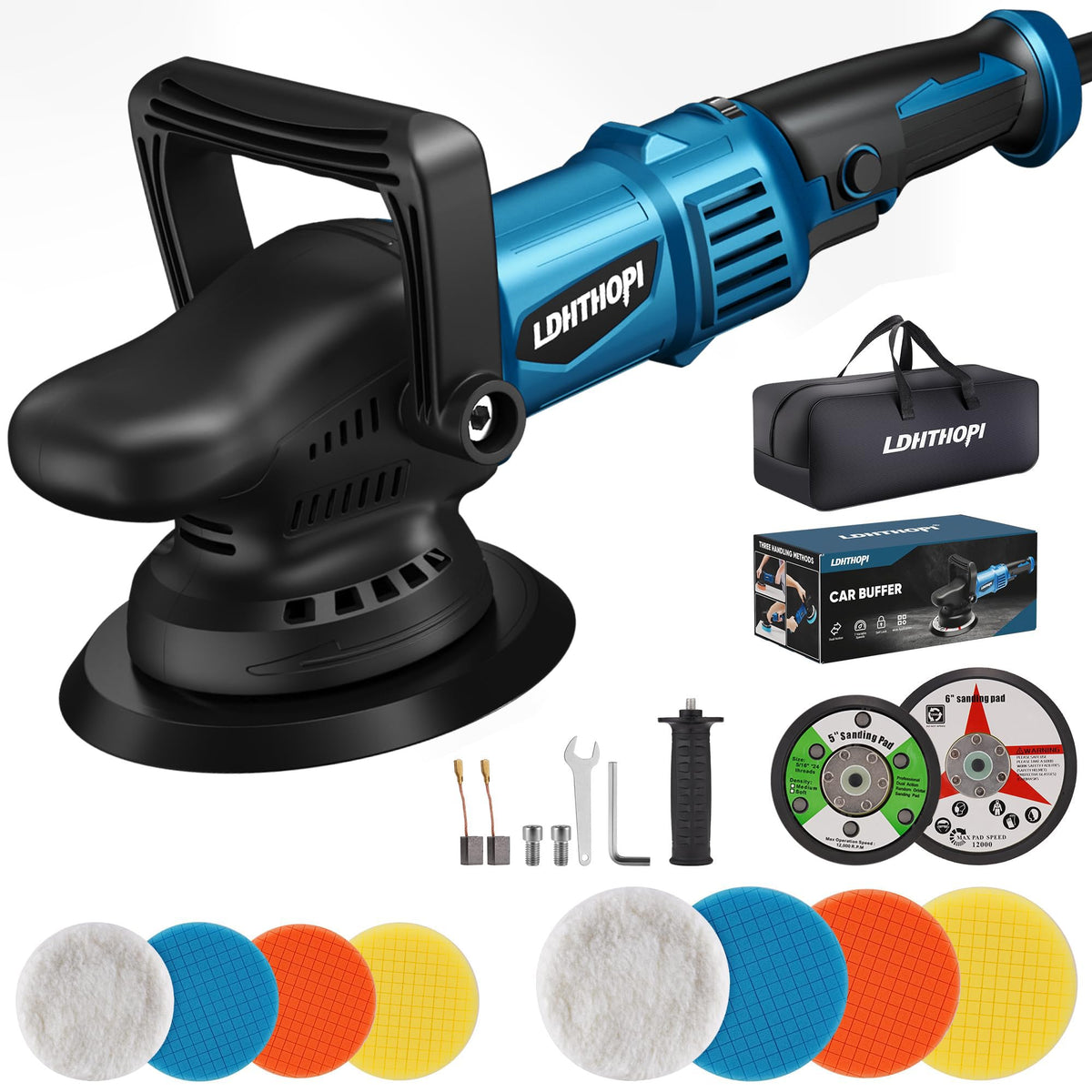 LDHTHOPI dual action polisher front view showing overall design for car detailing
