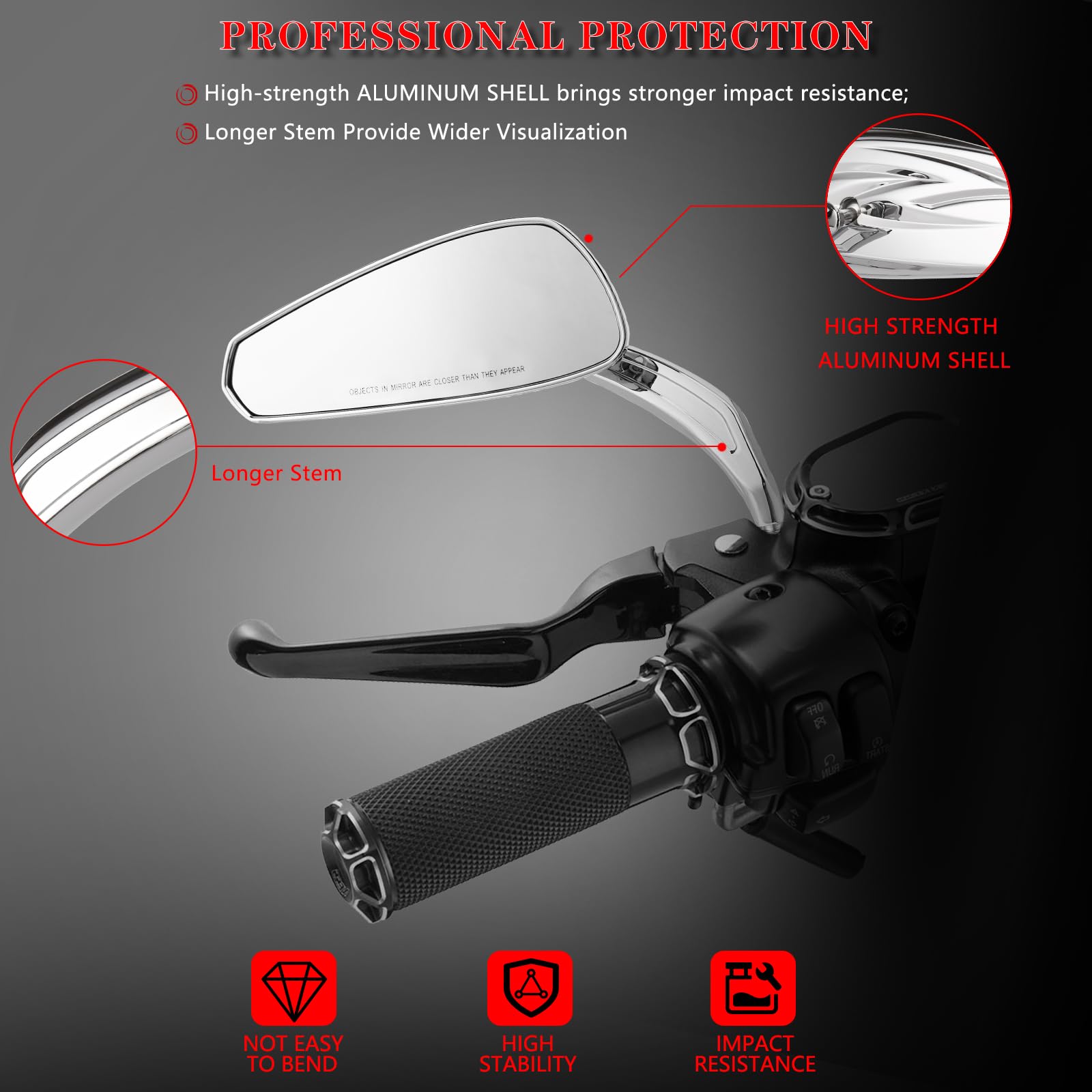 LDJXDADI 360-degree adjustable mirrors for flexible viewing angles.