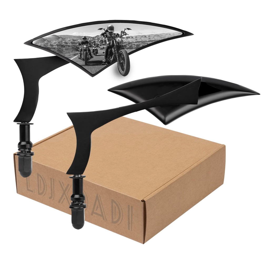 LDJXDADI black rear view mirrors enhance rider awareness on Harley bikes.