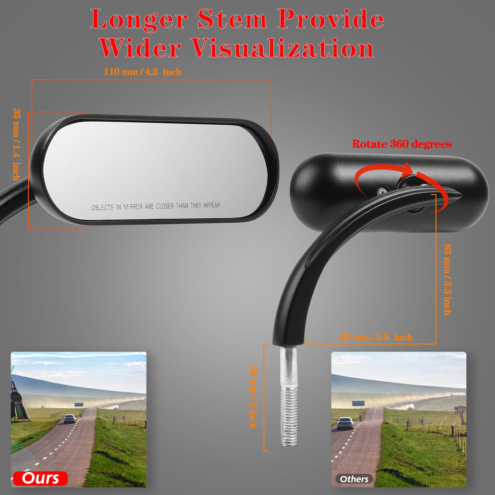 LDJXDADI left-side view of Sportster mirror highlighting mounting