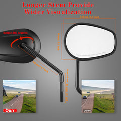 LDJXDADI Black Sportster mirror with 360-degree adjustment for safer navigation.