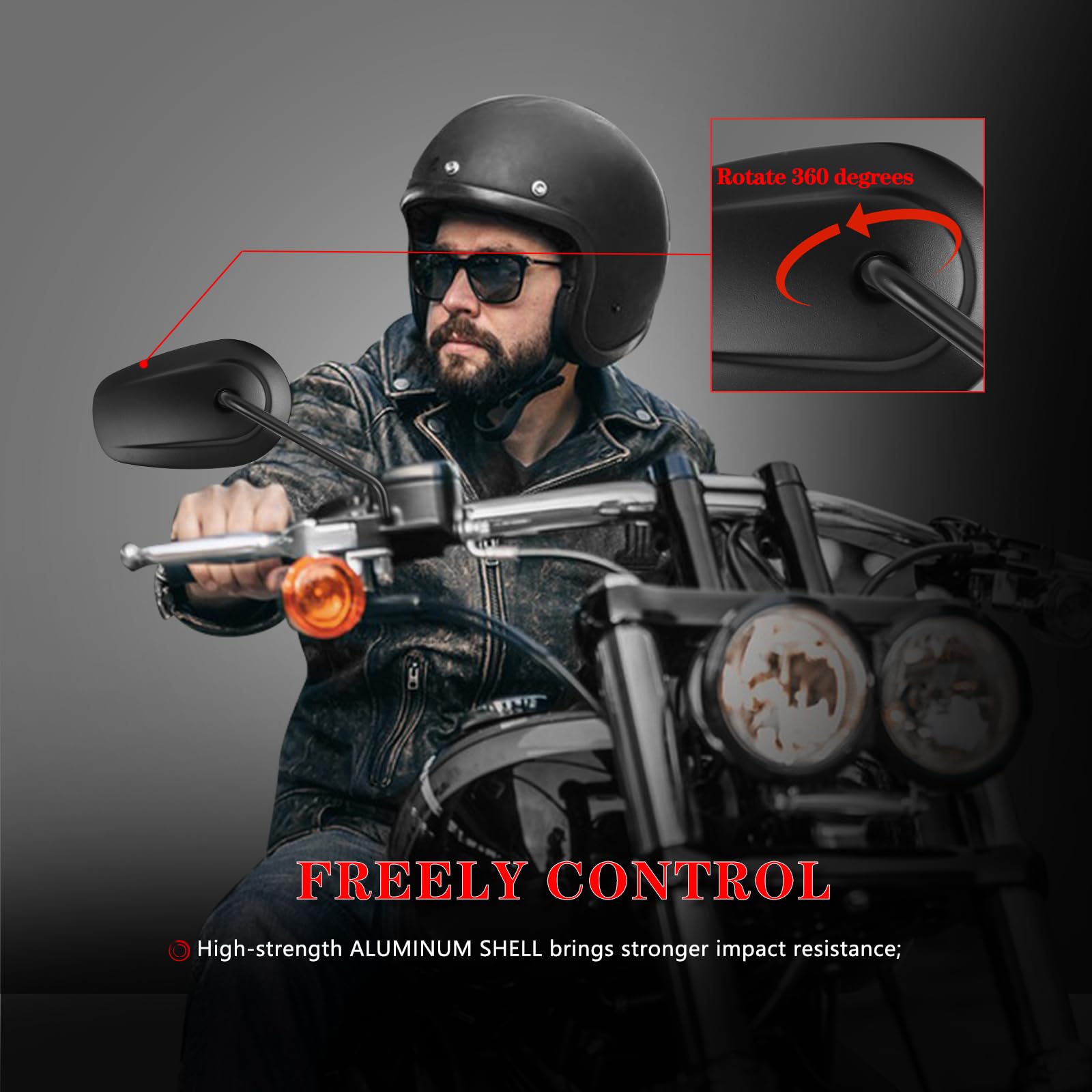 LDJXDADI easy-install mirrors fit above or below handlebars on many Harley models.
