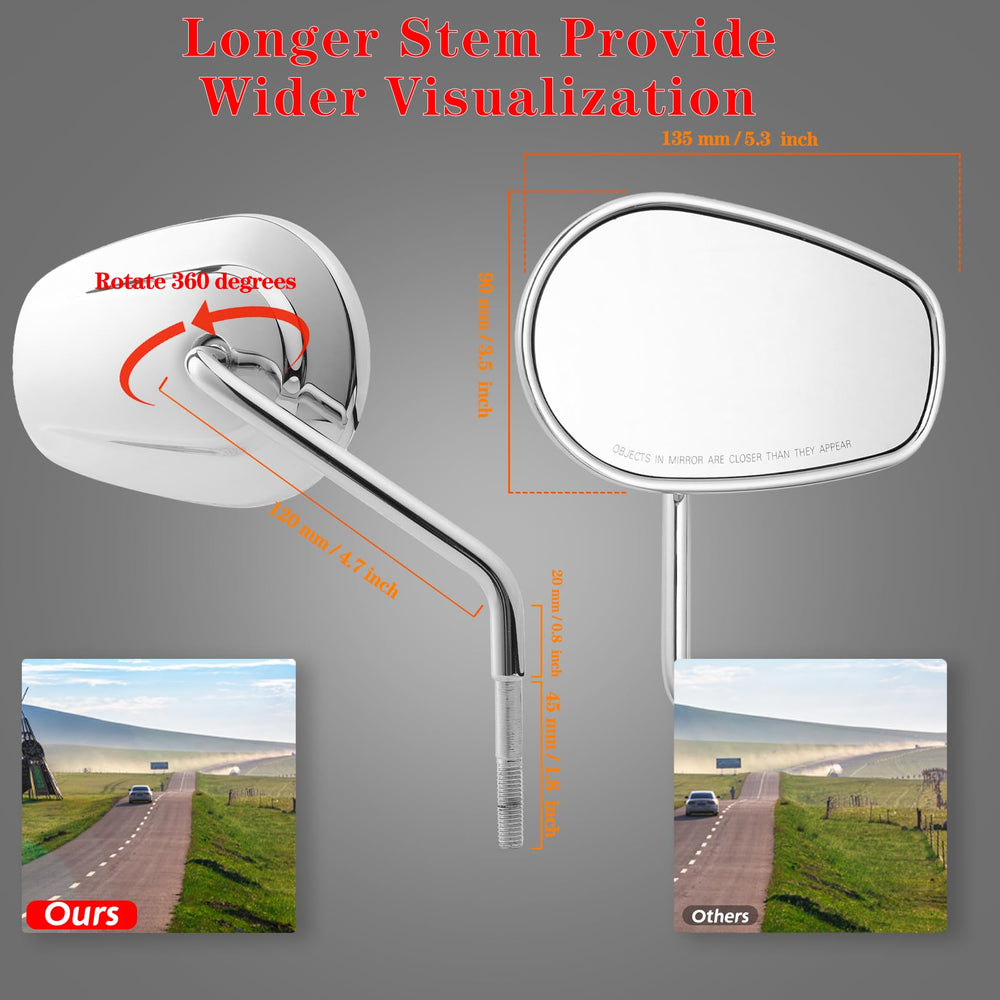 LDJXDADI chrome sportster mirror side view offers broader road awareness