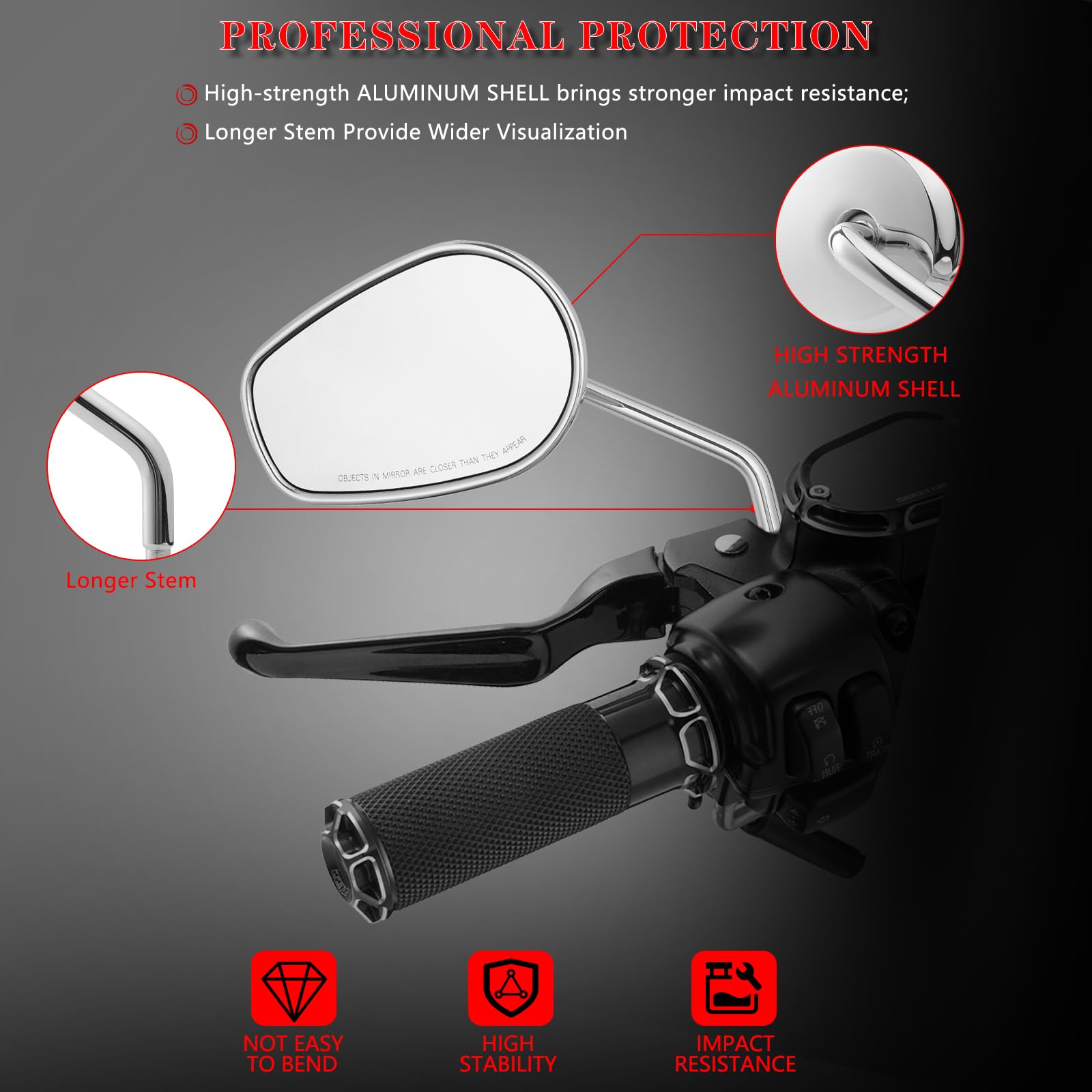 LDJXDADI chrome sportster mirror wide-angle lens improves intersections visibility