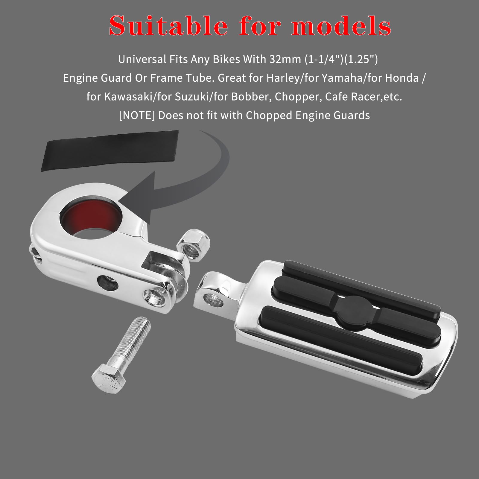 LDJXDADI durable rubber footpegs improve grip and rider comfort