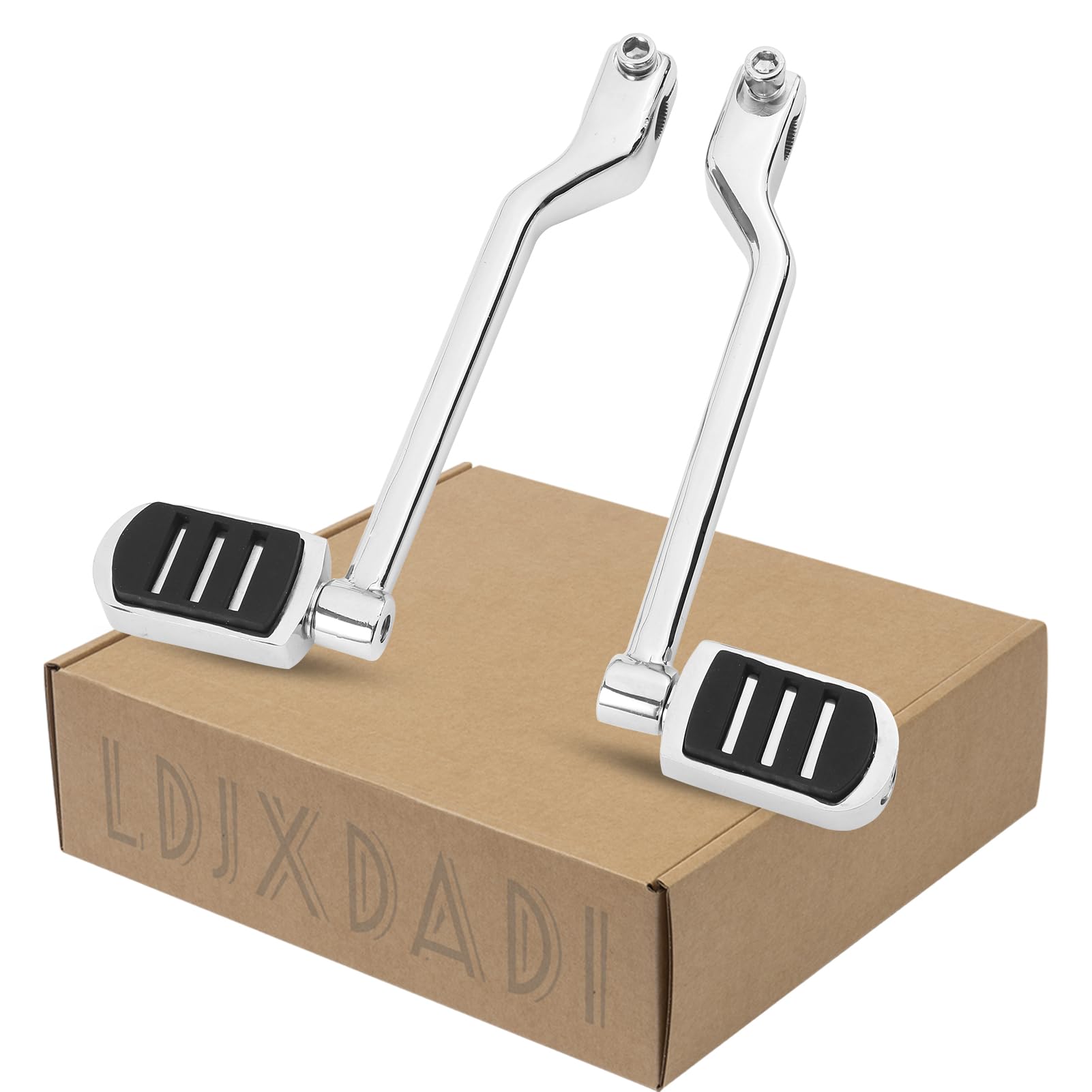 LDJXDADI heel toe shifter pegs front view in chrome for Harley touring