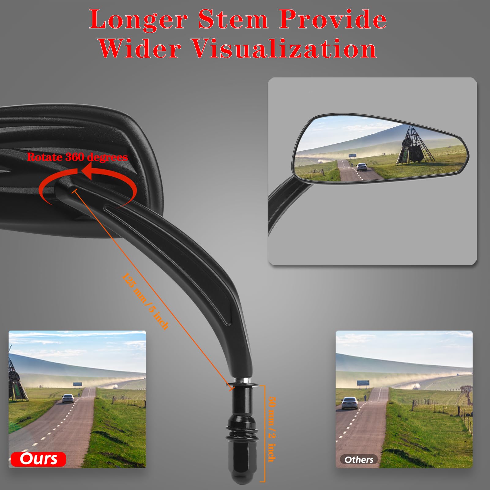 LDJXDADI matte black rear view mirror with smooth finish