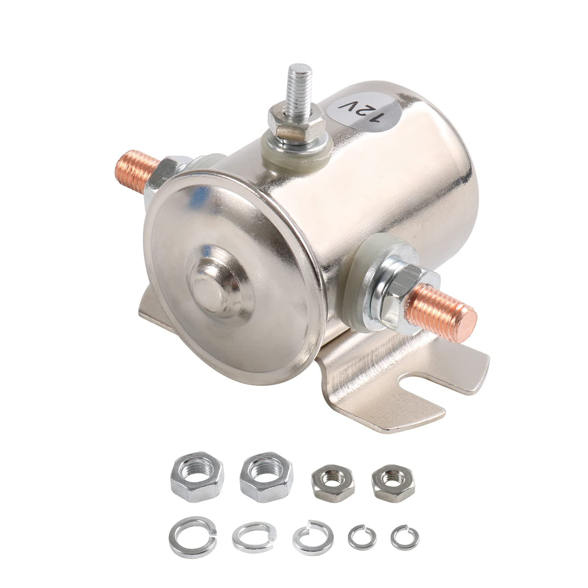 LDMINDA 200A 12V solenoid relay front view, ideal for heavy-duty golf carts and marine use.