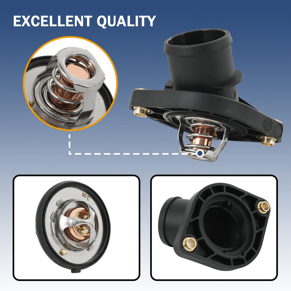 LDMINDA thermostat housing angle view illustrating robust seal and durability.