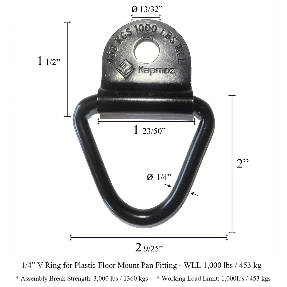LE KAPMOZ bolt-on V-ring tie-down anchors provide strong mounting options.