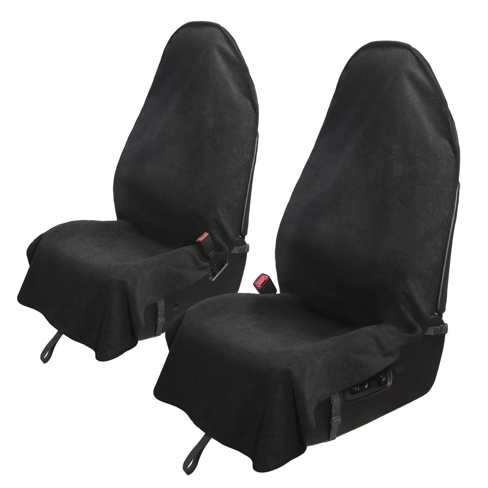 Leader Accessories front-seat towel cover in black with non-slip backing for gym sweat.