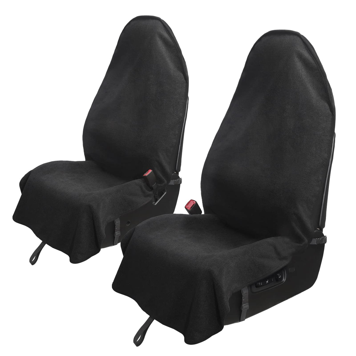 Leader Accessories front-seat towel cover in black with non-slip backing for gym sweat.