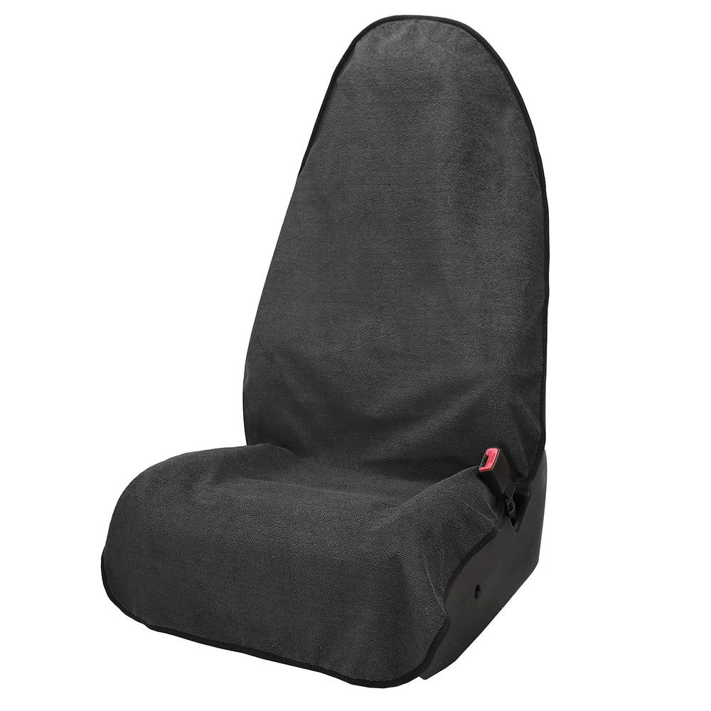 Leader Accessories Grey Waterproof Towel Seat Cover front view with anti-slip protection against sweat.